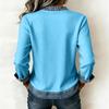 V Neck Long Sleeve Casual Blouse for Women with Denim Trim Versatile Spring Tops for Women and Summer Tops for Women
