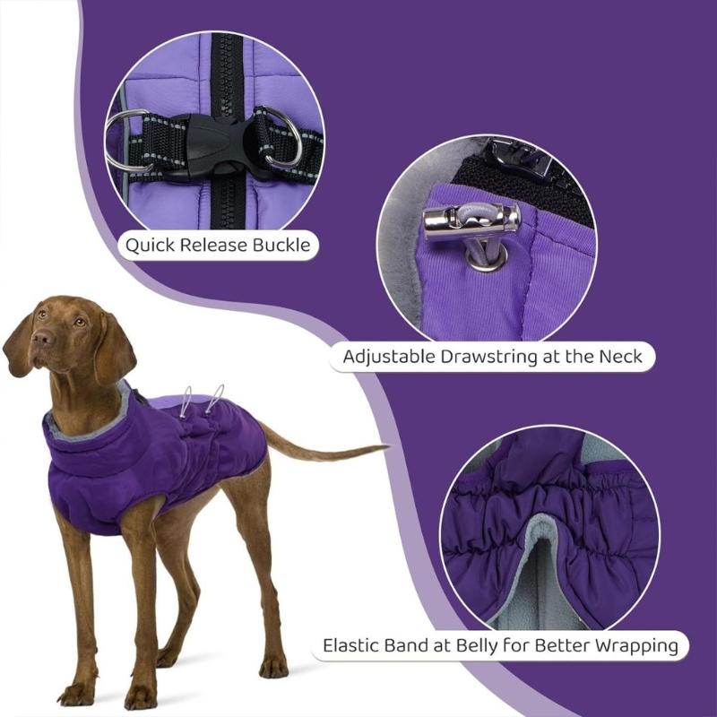 Winter Dog Coat For Large Breeds Windproof Water Resistant Design Reflective Safety Feature JacketS for Extreme Cold Day
