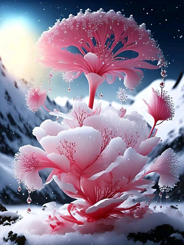 

Снежная гора Лотос Алмазная картина Новинка 2024 Настенное искусство DIY Мозаика Алмазная вышивка Цветочная вышивка крестом Домашнее украшение Full Round 20x30CM