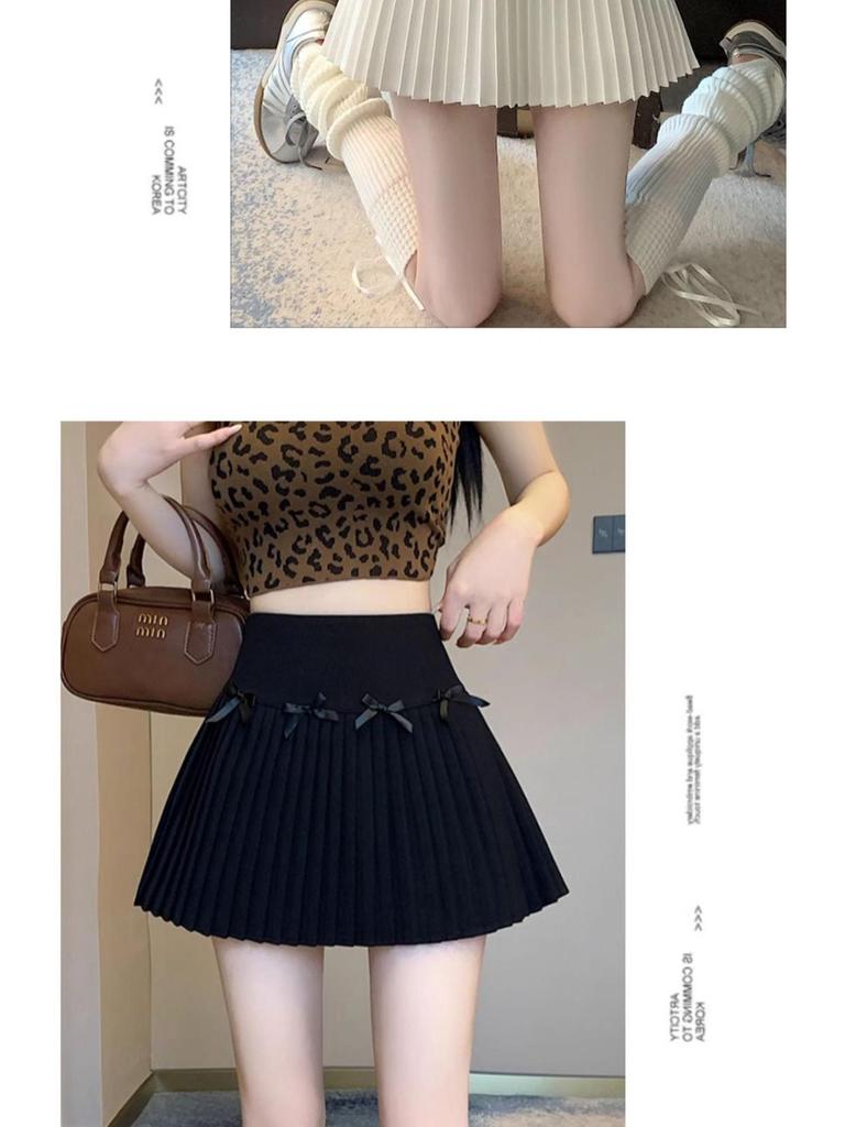 Mini-jupe plissée A-line à nœud doux - Taille haute, amincissante, style universitaire pour femmes
