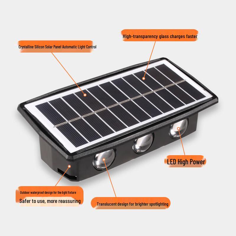 Solar 4LED Dual-Color Outdoor Wall Washer Light