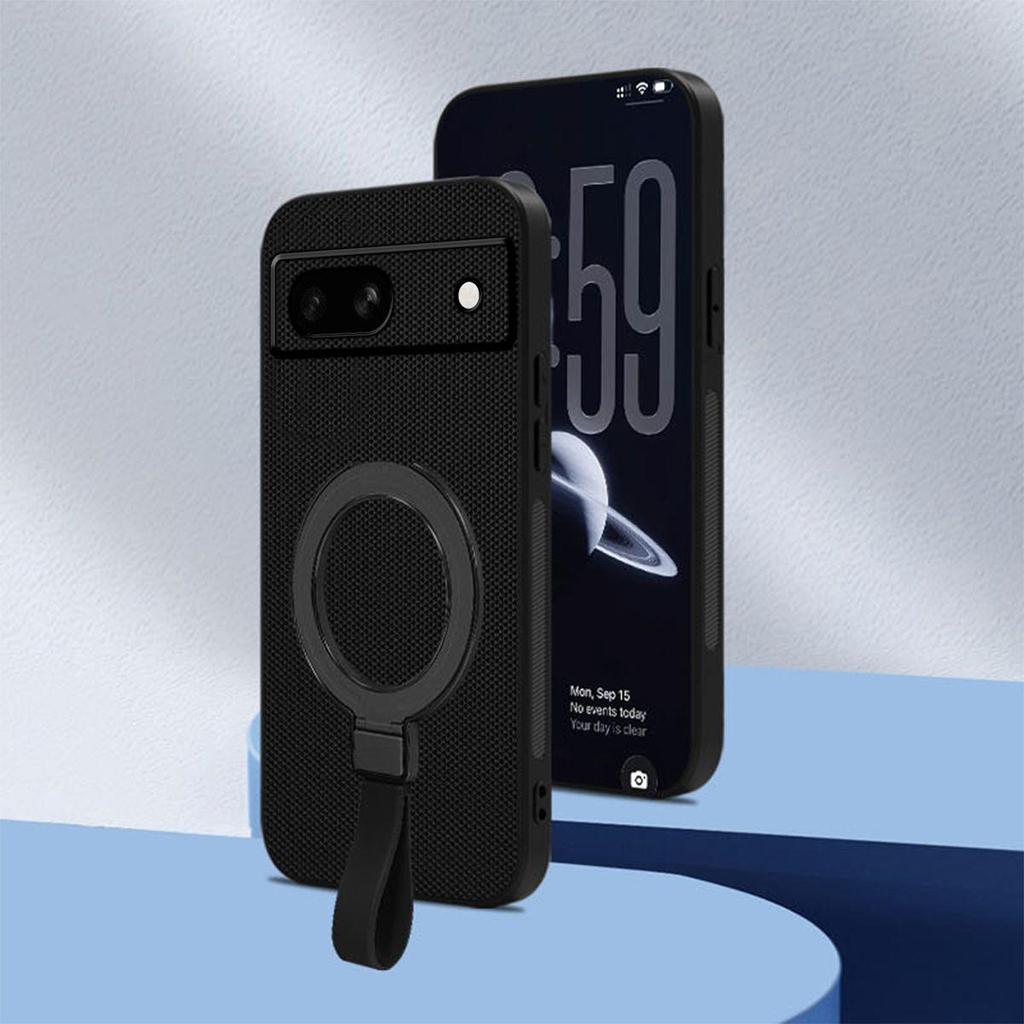 Premium PU Leather Magnetic Ring Stand Phone Case for Google Pixel 7a Business Style Protective Cover