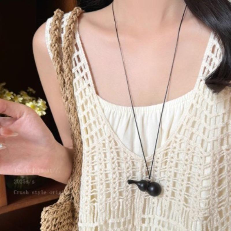 Cute Coffee Plush Bear Necklace Girls Versatile Sweater Chain Childlike Student Party Accessories