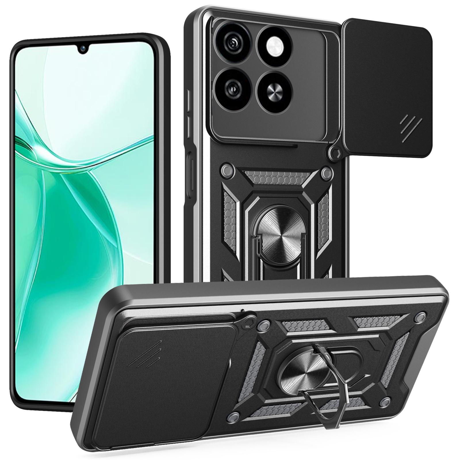 

Чехол для ZTE Blade A35/A55 с выдвижной крышкой для камеры, PC+TPU, подставка, чехол для телефона Black