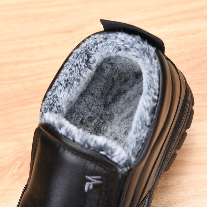 Old Beijing Waterproof Leather Winter Shoes for Elders - Non-slip, Thickened, Plus Velvet Warm, for Casual Wear