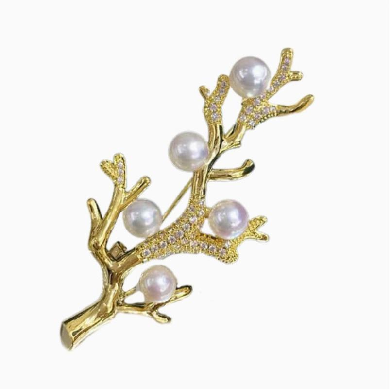 Happiness Tree Brooch with Multiple Natural Freshwater Pearls Unique and Exquisite Branches Broocohpins for Unisex Gifts