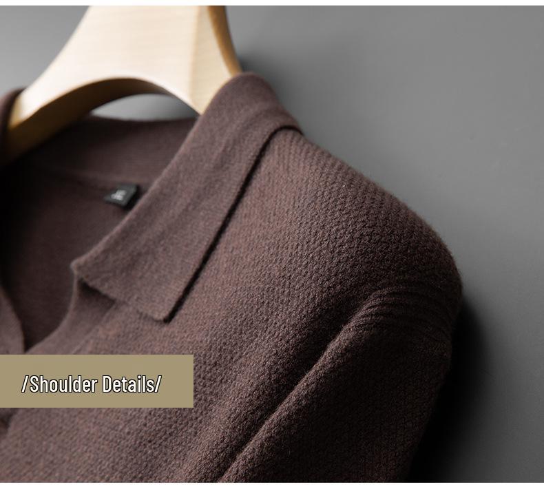 Fat Little Brother Men's Plus Size Lapel Sweater - Trendy Base Layer for Autumn/Winter 2025.