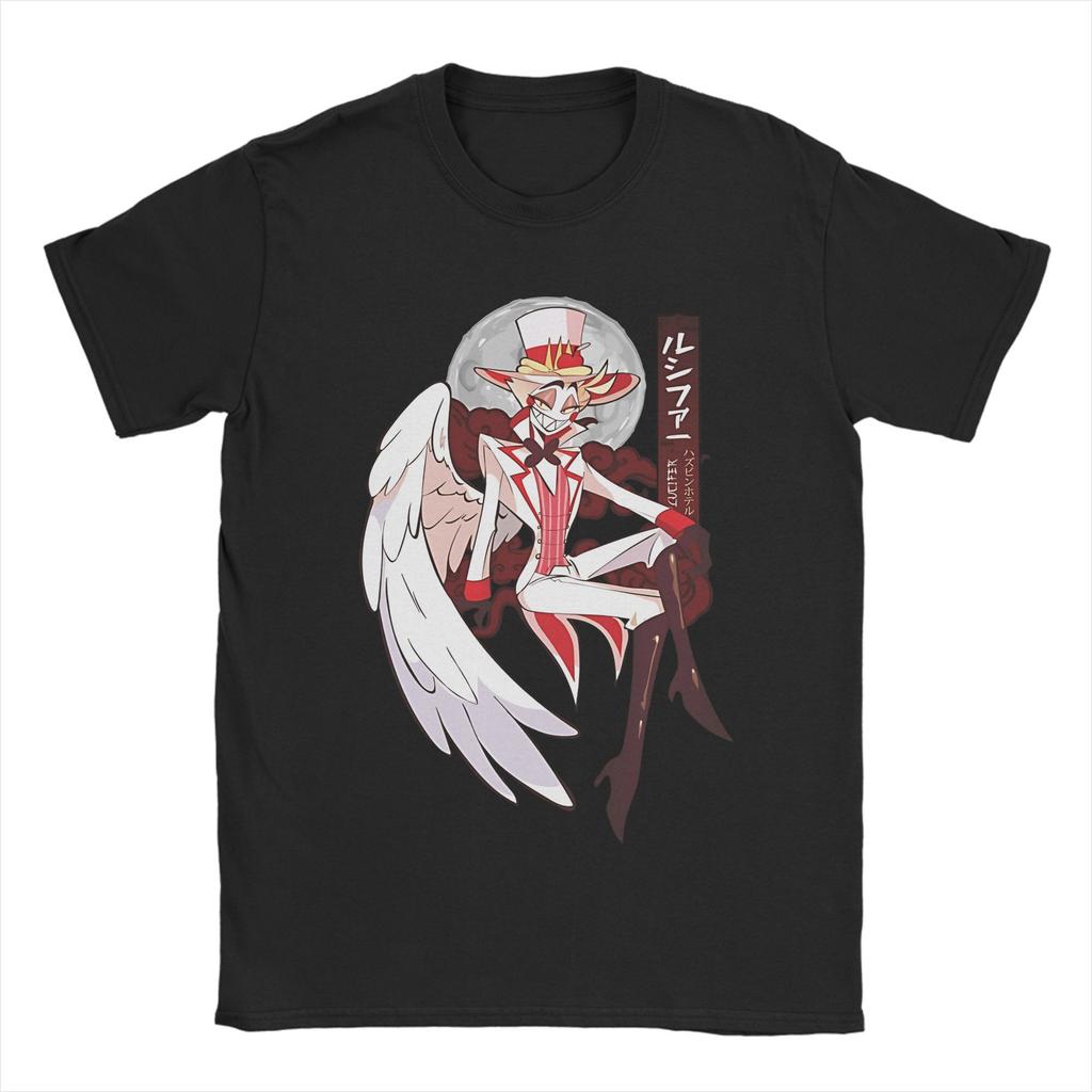 2026 New Unisexs Hazbins Hoteling Fashion T Shirt Lucifer Winged 100 Cotton Clothing Casual Short Sleeve O Neck Tees TShirts