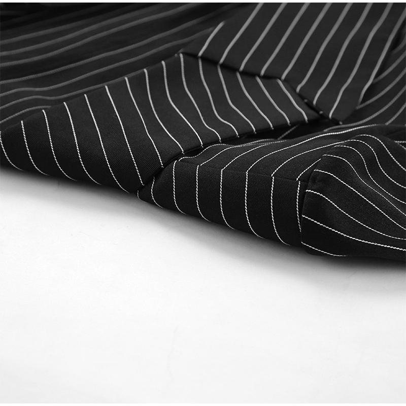 2025 New Spring Autumn Vintage Coats for Women Fashion French Style Long Sleeve Jackets Striped Turn-down Collar Commuter Outerwear