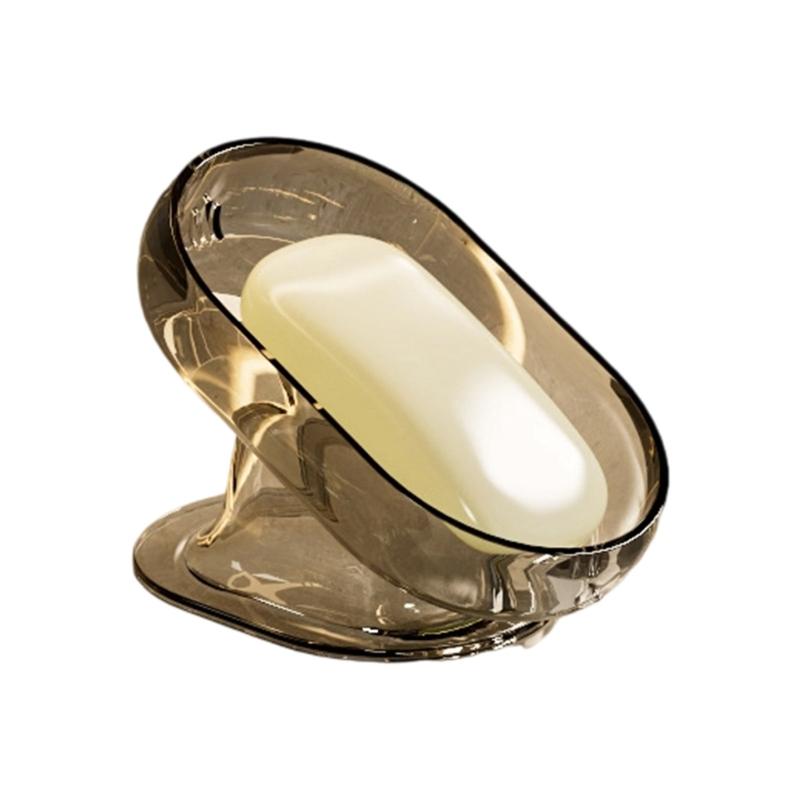 

Auto Draining Soap Tray For Shower And Utility Room Quick Drying Feature PET Soap Storage Box Bathroom Oganizers сірий колір