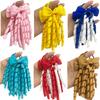 Grosgrain Ribbon Long Hair Ties Bows For Baby Girls Curly Hair Bows Elastic Colorful Kids Hair Band 2Pcs/Lot Whole