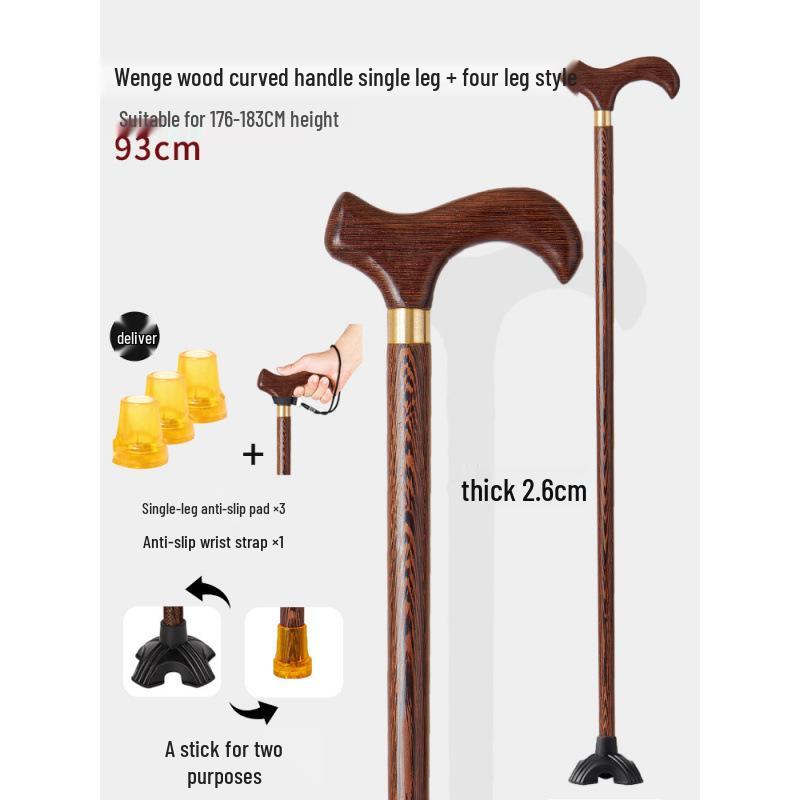 Älterer Drachenkopf Vierbeiniger Holzspazierstock, Rutschfeste & Leichte Krücke