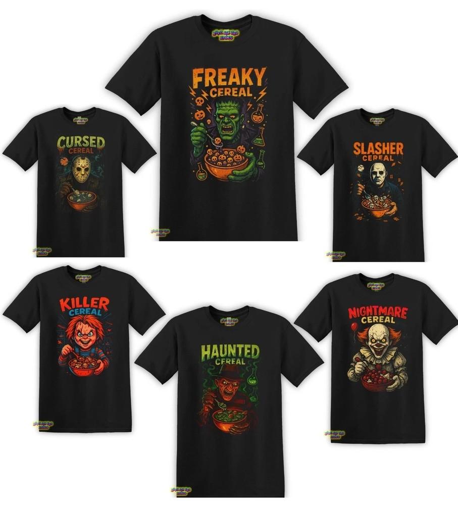 Horror Cereal Frankenstein Jason Freddy Michael Myers Chucky TShirt S3XL Unisex T-Shirt XXXXL