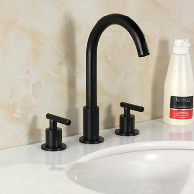 Bathroom Sink Faucet Dual Handle Gold Chrome hot & cold water Deck mounted Sink Faucets gold 3 hole 8 inch Basin tap