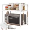 Microwave Shelf, Microwave Rack - Countertop Organization Rack, Adjustable Countertop Utility Storage Rack with Hooks for Kitchen