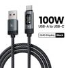 Toocki 100W USB A Cbale Fast Charging OLED Digital Display 6A USB To Type C Data Cord For iPhone 16 17 Huawei 70 Honor 80 Pro