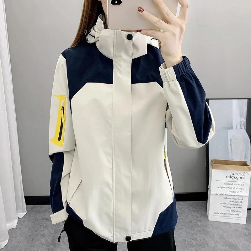 Women's Coat Joker Waterproof Windproof Single Layer Jacket Long Sleeve Zipper Sport Hooded Jackets Outwear