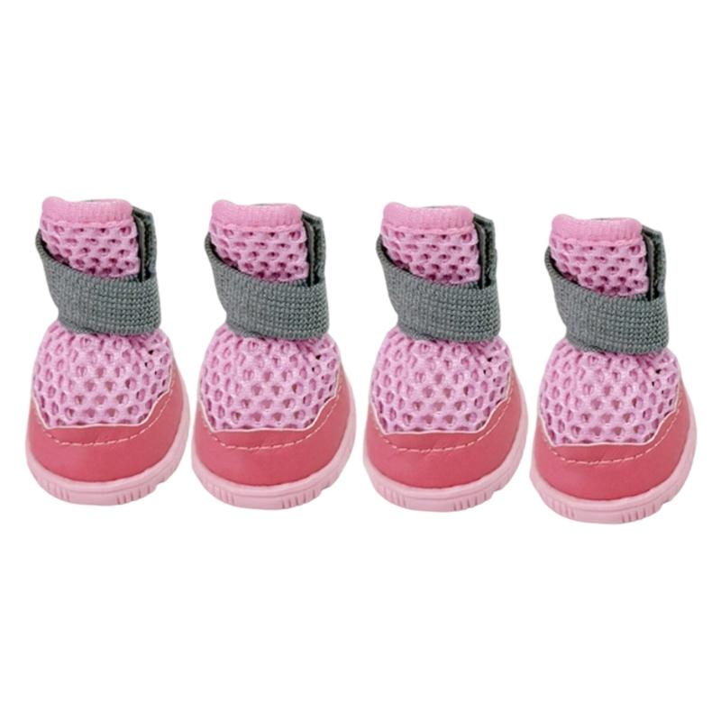 Puppy Paw Covers for Walking with Breathable Textile Upper, Textured Base, Toe Guard, Ankle Bands, Four Piece Pairing