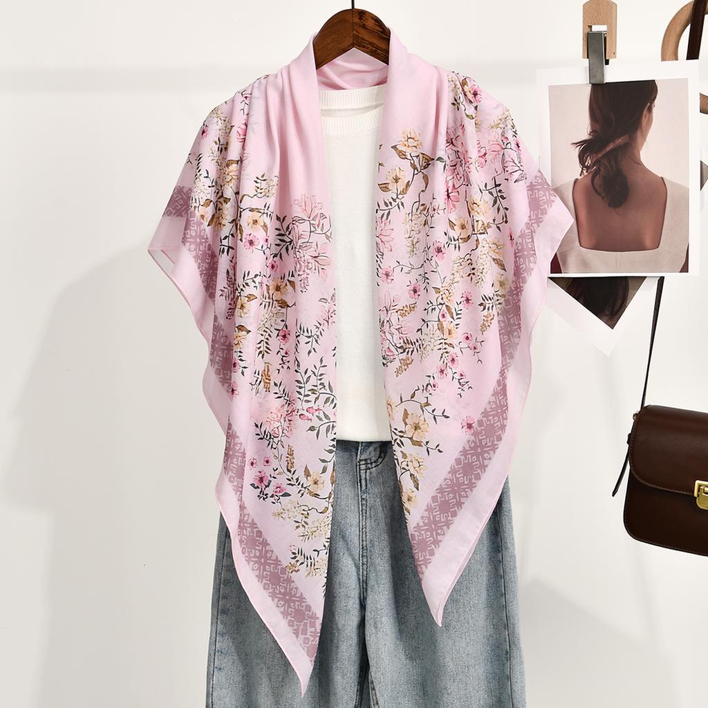 Newest Style Women Scarf Square Tencel Printed Handkerchief Fashion Temperament Beach Sunscreen Shawl