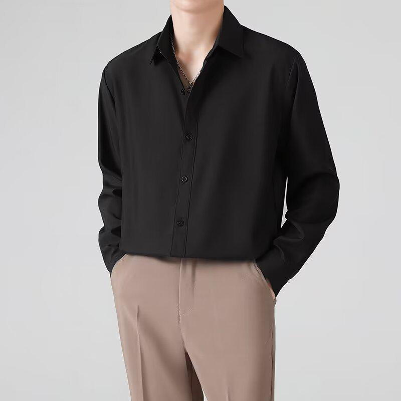 Men's Korean-Style Loose Business Casual Long-Sleeve Shirt - Light Autumn/Spring