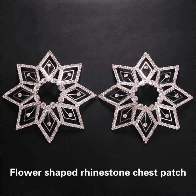 Rhinestones Pasties Crystal Breast Covers Body Jewelry Breast Pasties Chest Stickers Body Chain for Raves Clubwears Gift