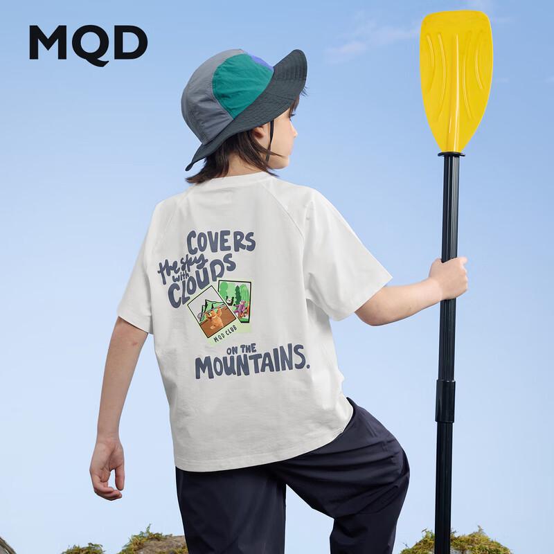 MQD Boys Moisture-Wicking Cartoon Short Sleeve T-Shirt 130 грязно-белый