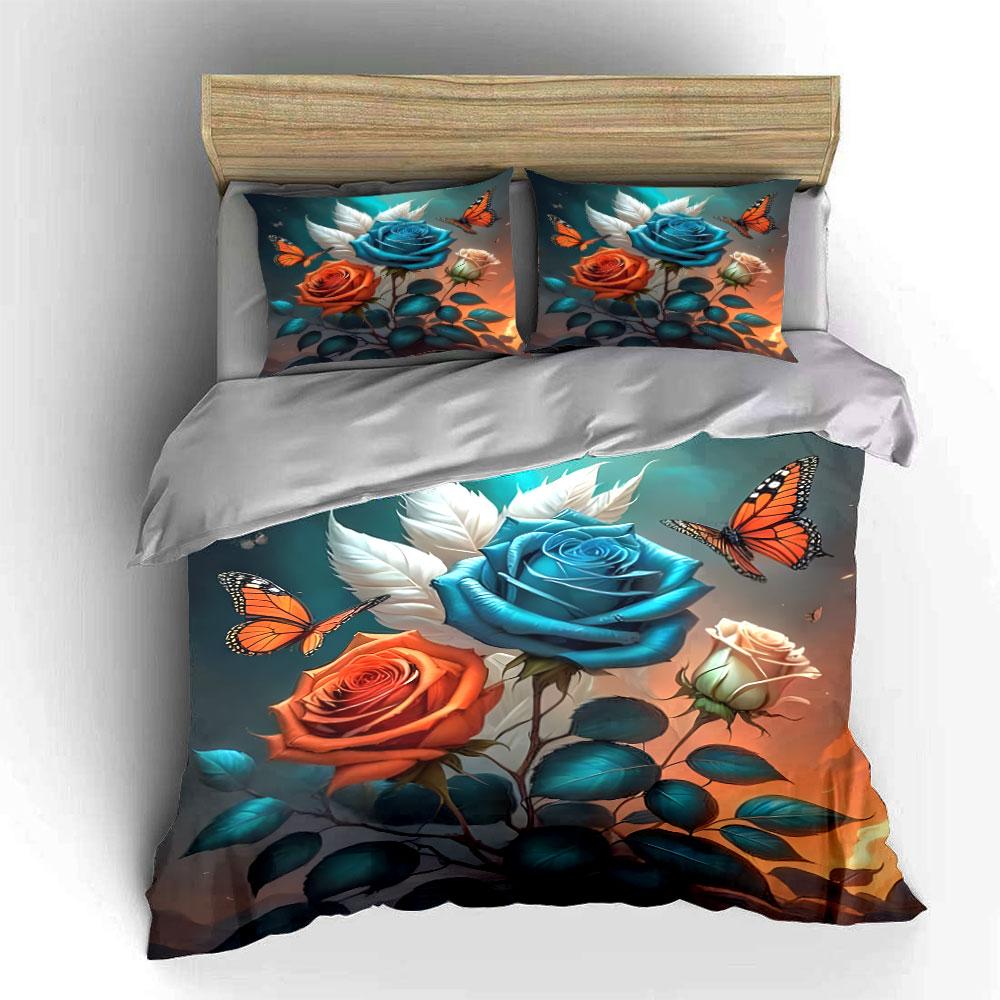Vibrant roses dancing elegantly. Bedding sets Duvet covers Pillowcases(1* Duvet Cover 2* Pillowcases without duvet insert)