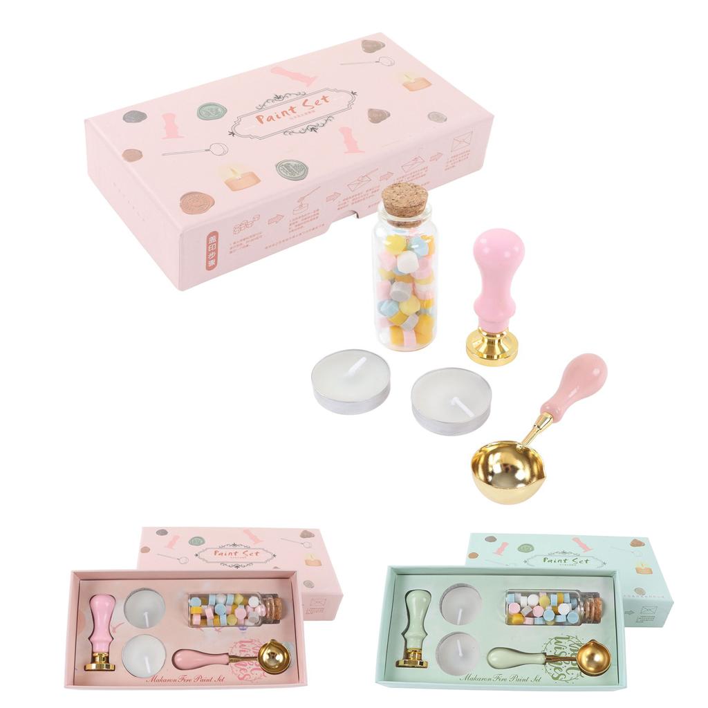 Wax Stamp Kit Retro Removable Handle Iris Pattern Wax Stamp Sealing Kit for Envelope Invitation