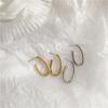 Neutral U-shaped European & American Oval Stud Hoop Earrings, Titanium Steel 18K Gold Plated.