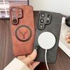 PU Leather Deer Head Magnetic Case for Samsung Galaxy S26 Ultra S25 Fe S23 S22 Plus S26+ Magsafe Mac Safe Shockproof Phone Cover