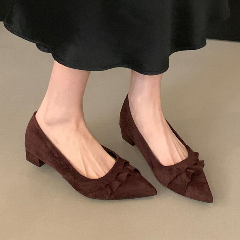 Pointed Toe Women Heeled Shoes Fashion Dress Chunky Shoes Shallow Luxury Pumps 2025 Autumn Designer Sexy Elegant Chaussure Femme