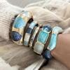 DIEZI 5 Stiluri Nouă Modă Albastru Neregulat Email Brățări Cuff Hip Hop Geometric Culoare Aurie Brățară Lată Pentru Femei Bărbați Bijuterii