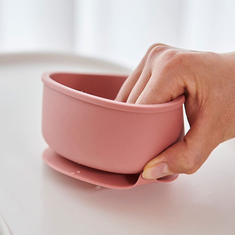 Atti Rabbit Baby Bunny Silicone Suction Bowl Dry Rose Toddler Tableware Self Feeding Container