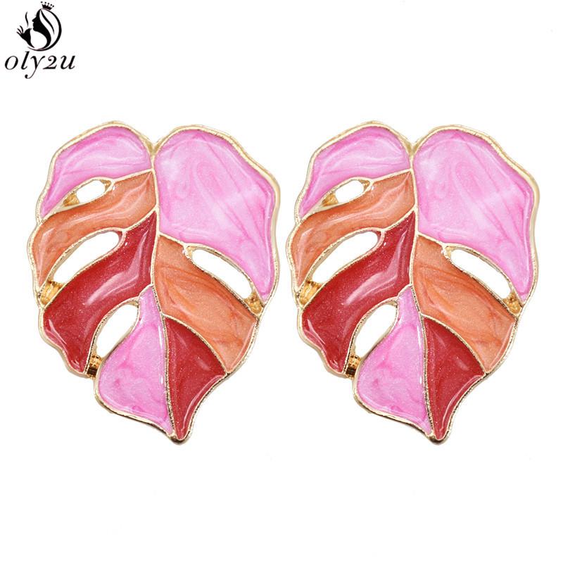 Bohemian Monstera Palm Tree Dangle Earrings For Women Gold Tropical Hollow Plant Leaves Big Earring Beach Brincos Gift