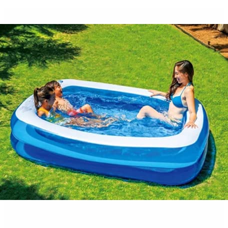 JILONG Giant Rectangle Pool 200cm (200x150x50cm) (Inflatable Size) with Large Air Stopper and Drain Plug, JL-687942 BL