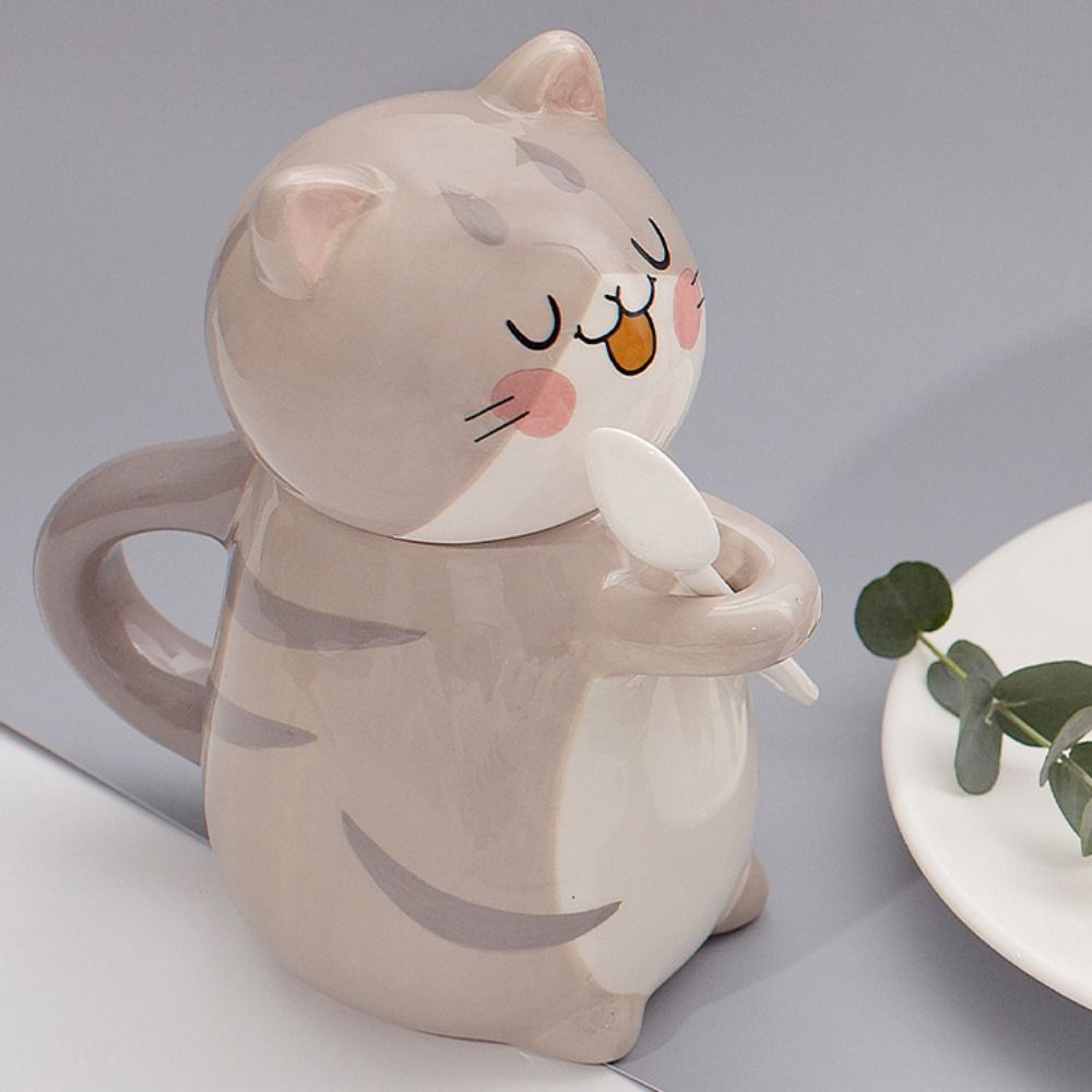 With Spoon Hand Painted Mug Ceramic Coffee Pots Creative Milk Tea Cups  Kitchen