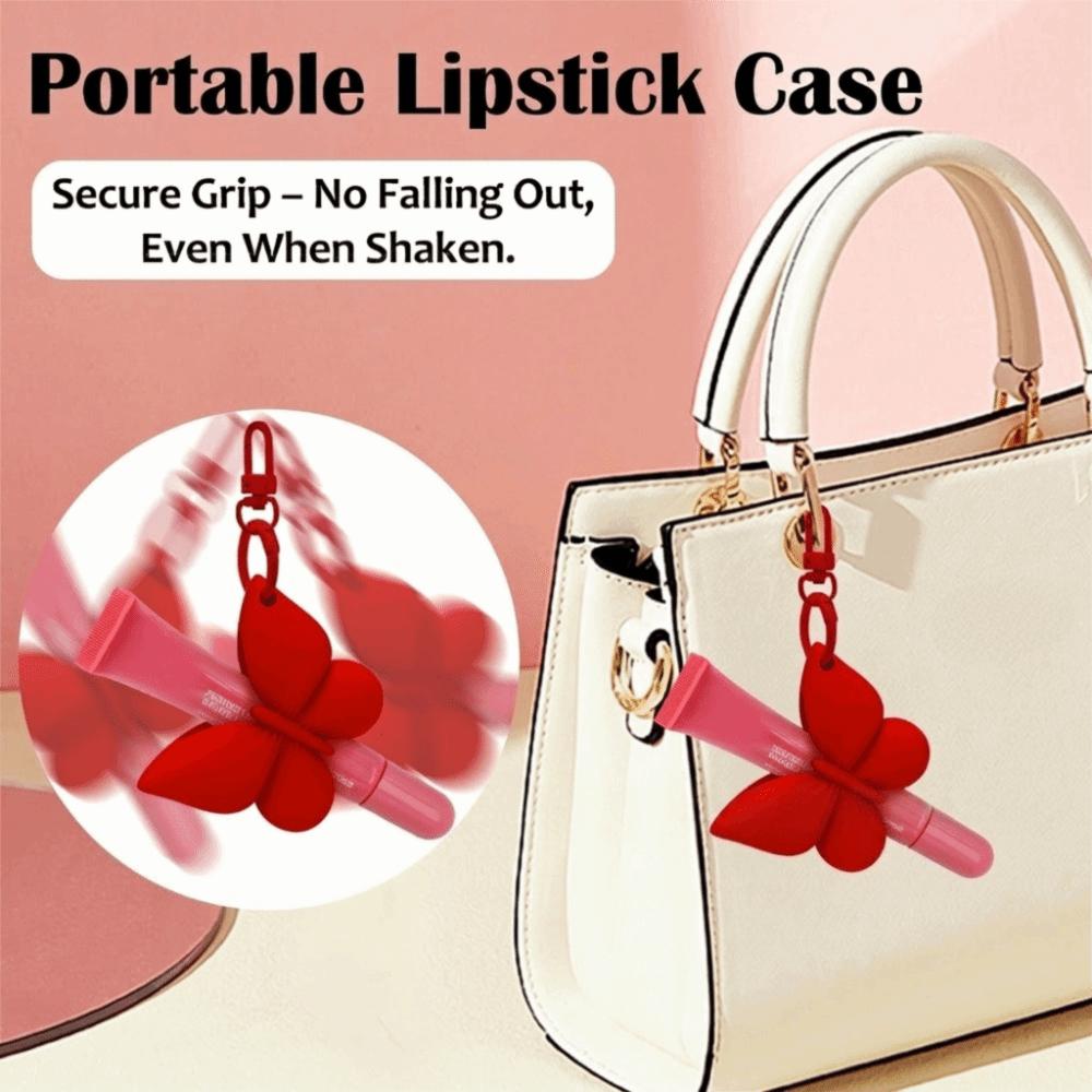 Cute Lipstick Keychain Organizer Makeup Accessory Holder Silicone Lip Gloss Holder Cosmetic Bag