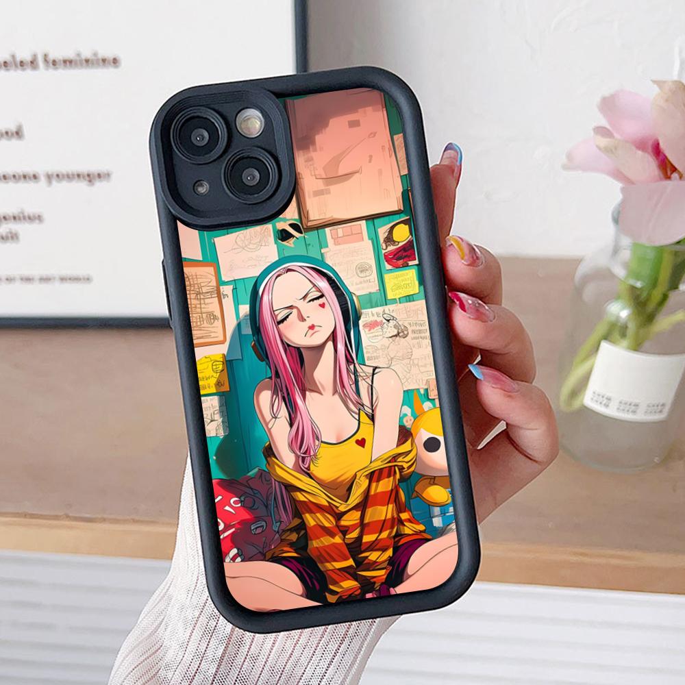 Jewelry Bonney Phone Case for iPhone 17 16 15 14 13 12 11 Air Pro Max Plus Black Soft TPU Shockproof Cover