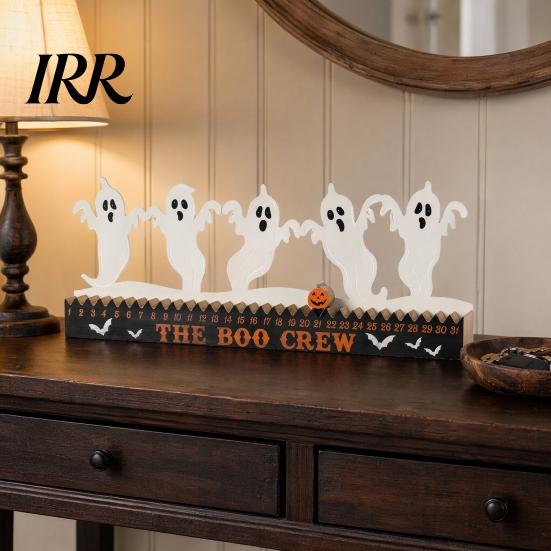 Halloween Office Decor Dancing Witch Countdown Table Ornament, Rustic Wooden Home Handcrafted Art for Party Centerpiece, Spooky Haunted House Tabletop