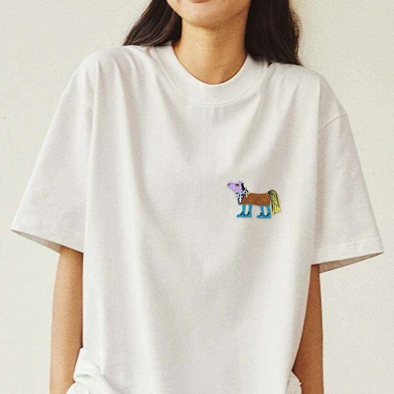 Cartoon Pony Studded Patch Decorative Embroidery DIY Cloth Applique Bag Hat Various Styles Cute Fabric Patch Sewing 5 Styles