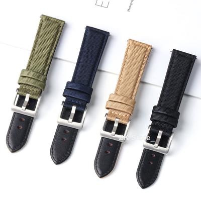 20 mm 22 mm Uhrenarmband aus gewebtem Nylon und Leder, Armee-Canvas-Gewebe, Ersatzarmbänder für Militärsport, Schnellverschluss