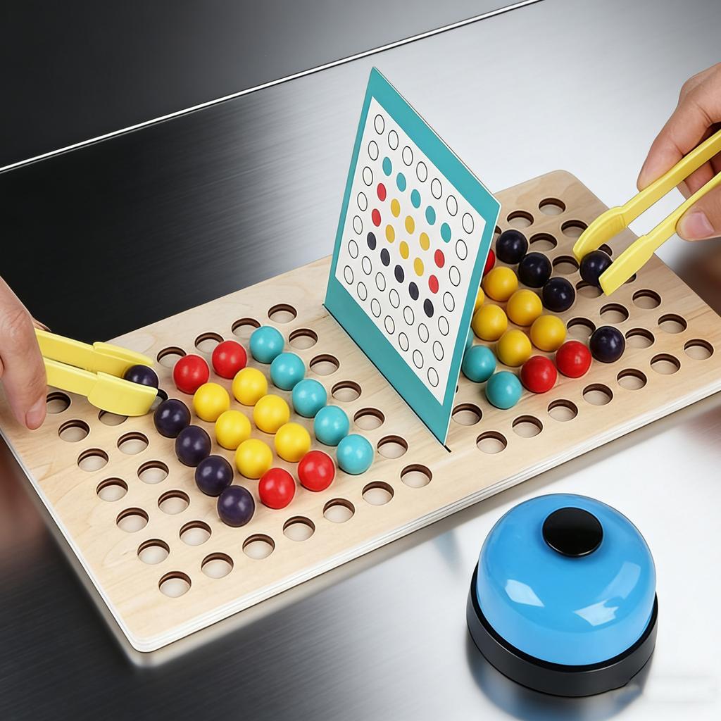 Interactive Bead Battle Game Kids Cognition Hand-Eye Coordination Training Race Clamps Chopsticks Spoons Double-Sided Cards