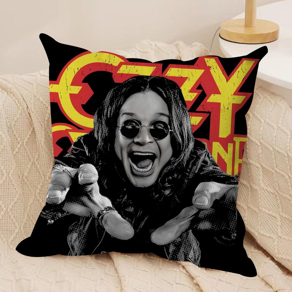 LOGO OOzzy Osbourne Cushion Cover Silky Short Plush Invisible Zipper Dustproof Sofa Pillow Case for Home Decor