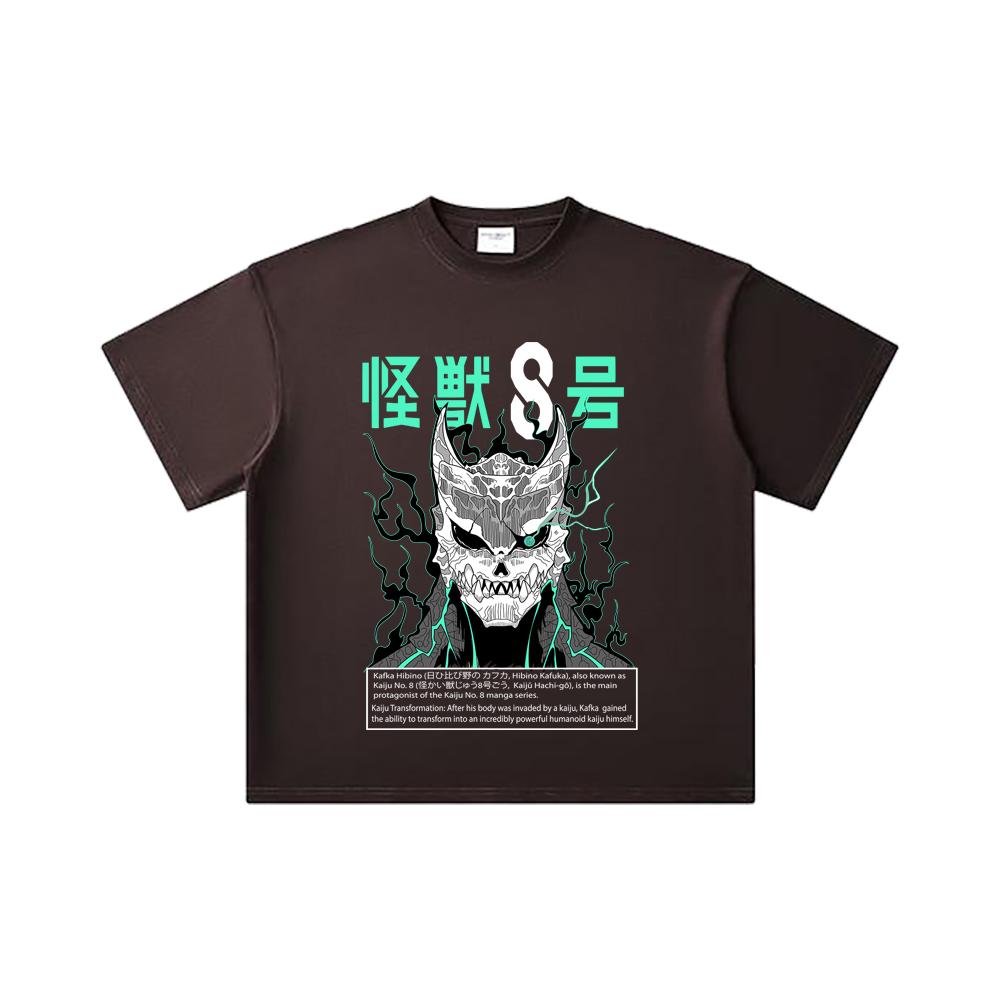 260 GSM Double Yarn 32 Count 100% Cotton Kaiju No 8 V3 Print Unisex Heavy Cotton T Shirt