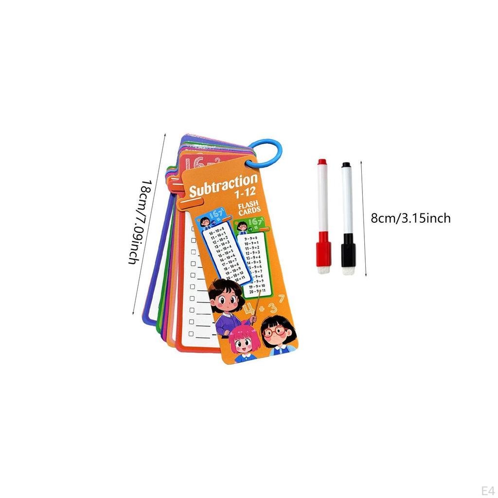Kids Mathematics Flashcard with Binder Ring Reusable Tear Resistance 15 Card