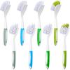8 Pcs Dish Brush with Handle Kitchen Scrub Brush Pot and Pan Cleaning Brush Dish Scrubber with Stiff Bristle for Cookware Sink Washing Household, 4