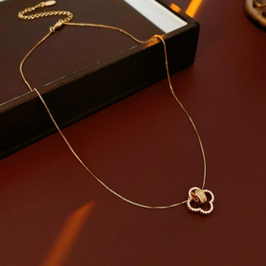 18k vergoldete Tigerauge Perlenanhänger Halskette - Retro Schlüsselbeinkette für Herbst/Winter.