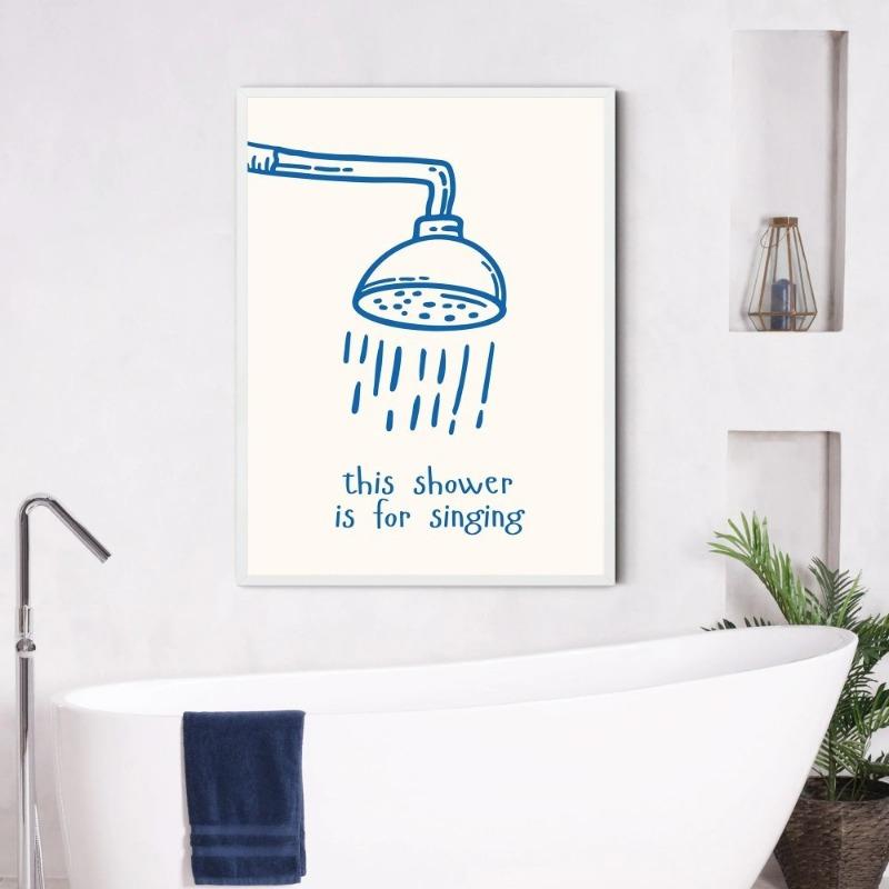 Minimalist Shower Head Funny Duck Quotation Posters Canvas Printing Wall Art Bathroom Toilet Home Decor