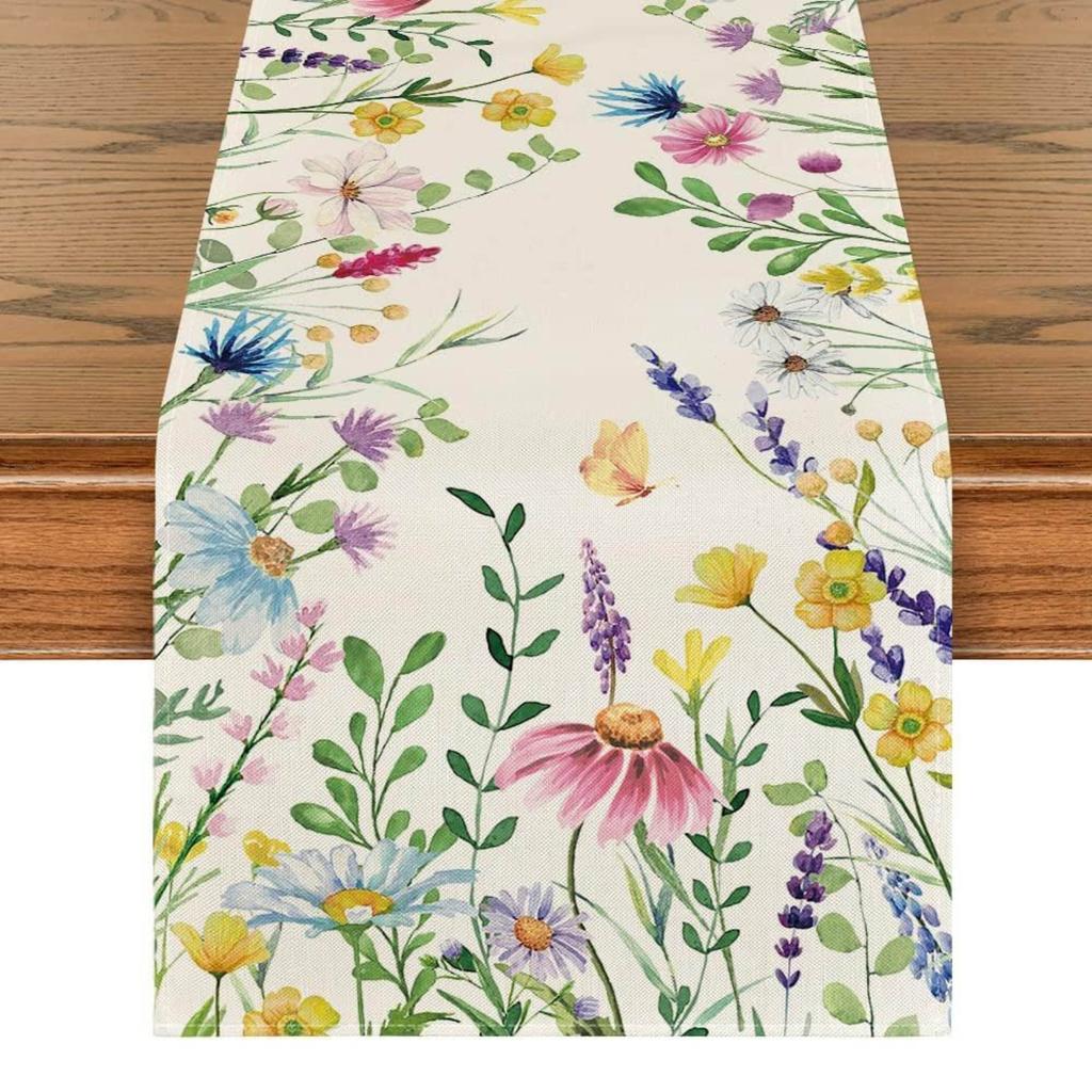 Summer Coastal Seashell Turtle Tablecloth Non Slip Durable Linen Printed Table Runner for Coffee Table Dining Table Decoration