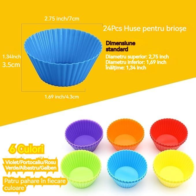 24 Pack Reusable Silicone Cake Molds Non-Stick Baking Cups, Kengege® Multicolor Mini Soap Mold, 7x4.3x3.5cm